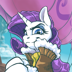 Size: 4509x4500 | Tagged: safe, artist:nadnerbd, rarity, pony, unicorn, g4, absurd resolution, airship, bust, clothes, female, jacket, looking at you, solo