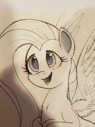 Size: 960x1280 | Tagged: safe, artist:ncmares, fluttershy, g4, female, fluffy, sketch, solo, traditional art