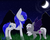 Size: 1280x1024 | Tagged: safe, artist:ajwolfee, oc, oc only, oc:amethyst sky, oc:stormy clouds, bat pony, pony, cute, grass, moon, mountain, night, smiling