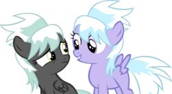 Size: 15010x8304 | Tagged: safe, artist:cyanlightning, cloudchaser, thunderlane, pegasus, pony, g4, .svg available, absurd resolution, age regression, duo, filly, lightningroad, rule 63, simple background, transparent background, vector