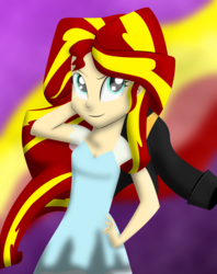 Size: 2000x2528 | Tagged: safe, artist:acleus097, sunset shimmer, equestria girls, g4, my little pony equestria girls: rainbow rocks, clothes, female, high res, intro, leather jacket, pose, solo