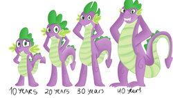 Size: 1600x900 | Tagged: safe, artist:jbond, spike, dragon, g4, age progression, arm behind head, male, older, older spike, pose, simple background, solo, teenage spike, teenaged dragon, teenager, text, white background