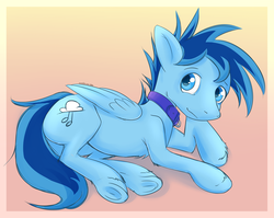 Size: 1600x1272 | Tagged: safe, artist:replacer808, oc, oc only, oc:happy dream, pegasus, pony, collar, male, solo, stallion, underhoof