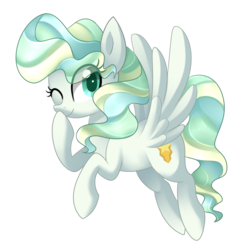 Size: 1552x1640 | Tagged: safe, artist:scarlet-spectrum, vapor trail, pegasus, pony, g4, top bolt, cute, female, flying, looking at you, mare, simple background, smiling, solo, transparent background, vaporbetes, wink