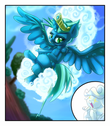 Size: 2611x3000 | Tagged: safe, artist:discorded, sky stinger, vapor trail, alicorn, pony, g4, top bolt, alicornified, high res, male, princess, princess of flying, princessified, race swap, rule 63, ship:vaporsky, shipping, solo, stingicorn, straight