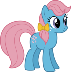 Size: 798x803 | Tagged: safe, artist:cloudy glow, bow tie (g1), earth pony, pony, g1, g4, bow, female, g1 to g4, generation leap, hair bow, looking at something, simple background, solo, transparent background, vector
