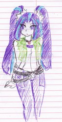 Size: 1054x2073 | Tagged: safe, artist:elgatosabio, aria blaze, equestria girls, g4, female, lined paper, solo, traditional art
