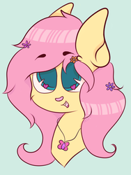 Size: 720x960 | Tagged: safe, artist:hedgehog-plant, fluttershy, pegasus, pony, g4, bust, female, heart eyes, jewelry, mare, necklace, portrait, simple background, solo, wingding eyes