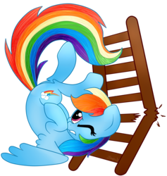 Size: 2295x2426 | Tagged: safe, artist:applefritta, rainbow dash, g4, crash, crash landing, female, high res, rainbow crash, solo, traditional art