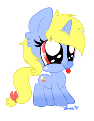 Size: 600x768 | Tagged: safe, artist:applefritta, oc, oc only, oc:lemon drop, pony, unicorn, :p, cute, ocbetes, simple background, solo, tongue out, transparent background
