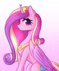 Size: 1280x1537 | Tagged: safe, artist:fluffymaiden, princess cadance, alicorn, pony, g4, female, jewelry, looking at you, regalia, sitting, solo