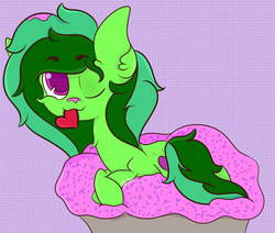 Size: 1024x867 | Tagged: safe, artist:hedgehog-plant, oc, oc only, oc:lovestruck, earth pony, pony, heart, mouth hold, prone, solo