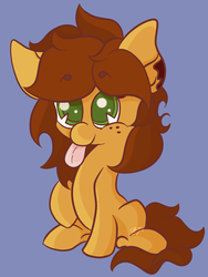 Size: 720x960 | Tagged: safe, artist:hedgehog-plant, oc, oc only, oc:gingersnap, earth pony, pony, simple background, sitting, solo, tongue out