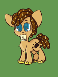 Size: 720x960 | Tagged: safe, artist:hedgehog-plant, oc, oc only, oc:catnap, earth pony, pony, mouth hold, nerd, note, simple background, solo, unshorn fetlocks
