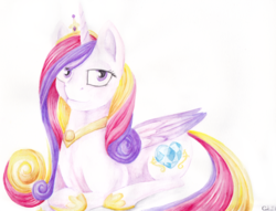Size: 1280x979 | Tagged: safe, artist:causticeichor, princess cadance, g4, female, solo, traditional art, watercolor painting