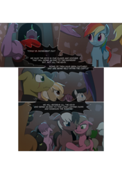 Size: 3541x5016 | Tagged: safe, artist:gashiboka, applejack, rainbow dash, spike, pony, comic:recall the time of no return, g4, comic, older, older spike