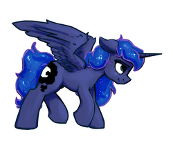 Size: 2240x1827 | Tagged: safe, artist:selenophile, princess luna, alicorn, pony, g4, female, grumpy, messy mane, peeved, simple background, solo, spread wings