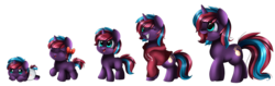 Size: 3889x1230 | Tagged: safe, artist:pridark, oc, oc only, pony, unicorn, age progression, female, filly, foal, simple background, transparent background