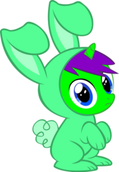 Size: 9234x13376 | Tagged: safe, artist:cyanlightning, oc, oc only, oc:clever clop, pony, unicorn, g4, absurd resolution, bunny costume, clothes, colt, cyan's bunnies, male, simple background, solo, transparent background, vector