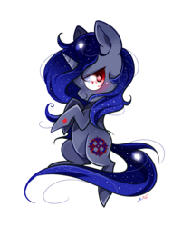 Size: 1494x1854 | Tagged: safe, artist:ipun, oc, oc only, oc:ace darkness, pony, unicorn, blushing, looking back, simple background, smiling, solo, starry eyes, stars, transparent background, wingding eyes