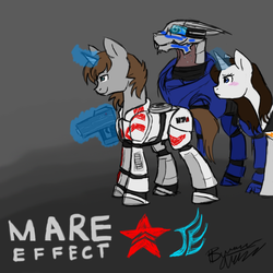 Size: 1080x1080 | Tagged: safe, artist:thundershock0823, garrus vakarian, mass effect, miranda lawson, ponified