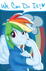 Size: 719x1112 | Tagged: safe, artist:bandibootyx, rainbow dash, equestria girls, g4, female, rosie the riveter, solo, wings