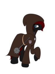 Size: 1200x1600 | Tagged: safe, artist:casualcolt, oc, oc only, earth pony, pony, cloak, clothes, female, mace, mare, medieval, solo, weapon