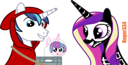 Size: 3697x1895 | Tagged: safe, artist:roger334, princess cadance, princess flurry heart, shining armor, g4, clothes, costume, e.t., happy, nightmare night, simple background, skeleton costume, transparent background, vector