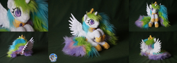 Size: 2768x1000 | Tagged: safe, artist:essorille, princess celestia, g4, fluffy, irl, photo, plushie, sitting, solo, spread wings