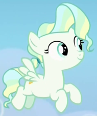 Size: 190x228 | Tagged: safe, screencap, vapor trail, pony, g4, top bolt, cropped, cute, female, filly, filly vapor trail, flashback, foal, solo, vaporbetes, younger