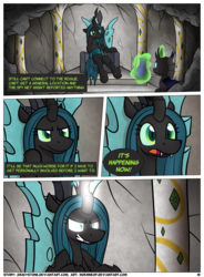Size: 1400x1900 | Tagged: safe, artist:moemneop, queen chrysalis, changeling, comic:shifting changelings lies and truths, g4, comic, magic, vase