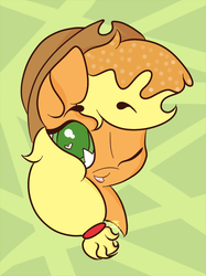 Size: 717x960 | Tagged: safe, artist:hedgehog-plant, applejack, earth pony, pony, g4, abstract background, bust, colored pupils, female, heart eyes, mare, one eye closed, portrait, solo, wingding eyes