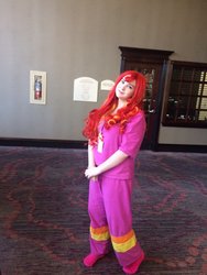 Size: 1536x2048 | Tagged: safe, artist:lochlan o'neil, sunset shimmer, human, equestria girls, g4, clothes, cosplay, costume, irl, irl human, pajamas, photo, solo