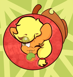 Size: 908x960 | Tagged: safe, artist:hedgehog-plant, applejack, earth pony, pony, g4, abstract background, female, mare, one eye closed, solo