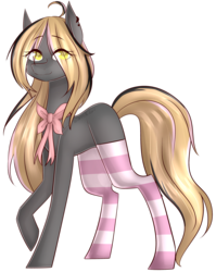 Size: 2355x2958 | Tagged: safe, artist:shiromidorii, oc, oc only, earth pony, pony, clothes, high res, socks, solo, striped socks