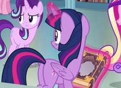 Size: 472x344 | Tagged: safe, screencap, princess cadance, starlight glimmer, twilight sparkle, alicorn, pony, g4, the crystalling, butt, cropped, female, folded wings, mare, plot, twibutt, twilight sparkle (alicorn), wings