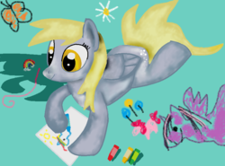 Size: 828x614 | Tagged: safe, artist:lavendercat94, derpy hooves, pegasus, pony, g4, coloring, crayon, drawing, female, mare, solo