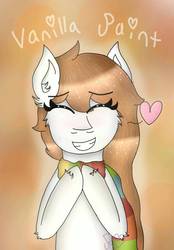 Size: 900x1290 | Tagged: safe, artist:rocealiastars, oc, oc only, oc:vanilla paint, earth pony, pony, clothes, cute, female, heart, mare, scarf, solo