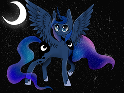 Size: 1024x769 | Tagged: safe, artist:deerotic25, princess luna, pony, g4, crescent moon, female, moon, night, solo