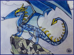 Size: 800x599 | Tagged: safe, artist:lyraalluse, oc, oc only, oc:ice wing, dragon, barely pony related, drawing, original character do not steal, solo, traditional art, watermark