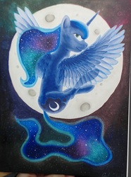 Size: 972x1305 | Tagged: safe, artist:causticeichor, princess luna, g4, female, moon, solo, traditional art