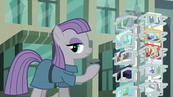 Size: 1920x1080 | Tagged: safe, screencap, boulder (g4), maud pie, earth pony, pony, g4, the gift of the maud pie, lidded eyes, manehattan