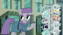 Size: 1920x1080 | Tagged: safe, screencap, boulder (g4), maud pie, earth pony, pony, g4, the gift of the maud pie, lidded eyes, manehattan