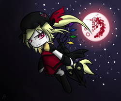 Size: 1800x1500 | Tagged: safe, artist:demoxyraphym-mslyce, pony, vampire, flandre scarlet, mare in the moon, moon, ponified, solo, touhou