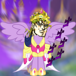 Size: 1600x1592 | Tagged: safe, artist:sandcroft, twilight sparkle, alicorn, pony, g4, 1000 years in photoshop, clothes, coronation dress, dio brando, dress, exploitable meme, female, it was me, jojo's bizarre adventure, meme, menacing, solo, this isn't even my final form, twilight sparkle (alicorn), xk-class end-of-the-world scenario, ゴ ゴ ゴ