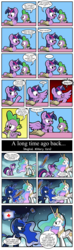 Size: 1075x3613 | Tagged: safe, artist:kingtoby19, princess celestia, princess luna, spike, twilight sparkle, alicorn, pony, g4, abuse, ascension realm, club (weapon), comic, engrish, knocked out, magic, princess celestia's special princess making dimension, scar, telekinesis, transplant, twilight sparkle (alicorn), twilybuse