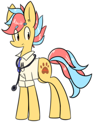 Size: 935x1223 | Tagged: safe, artist:silverknight27, oc, oc only, earth pony, pony, clothes, necktie, shirt, solo, stethoscope