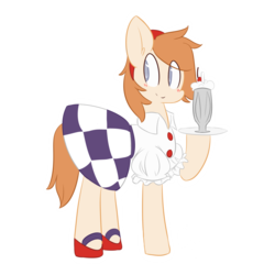 Size: 1024x1024 | Tagged: safe, artist:silverknight27, oc, oc only, oc:diner deco, pony, clothes, cute, hairband, mary janes, milkshake, ocbetes, shoes, skirt, skirt lift, solo