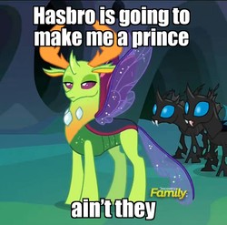 Size: 1094x1080 | Tagged: safe, edit, edited screencap, screencap, thorax, changedling, changeling, g4, to where and back again, caption, changeling king, cropped, frown, image macro, king thorax, lidded eyes, meme, open mouth, unamused, wide eyes