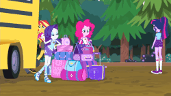 Size: 640x360 | Tagged: safe, screencap, pinkie pie, rainbow dash, rarity, sci-twi, sunset shimmer, twilight sparkle, equestria girls, g4, my little pony equestria girls: legend of everfree, animated, converse, female, gif, shoes